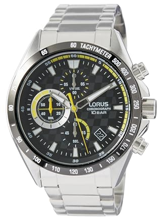 Lorus Herren Analog Quarz Uhr mit Metall Armband RM313JX9, Schwarz