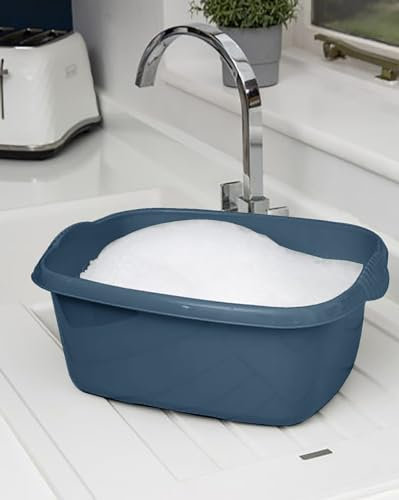 TENLITE Rectangular Washing Up Bowl Wash Up Dish washing Washtub, Approx 12 Litre, 39 x 32 x 16 cm - (Navy)
