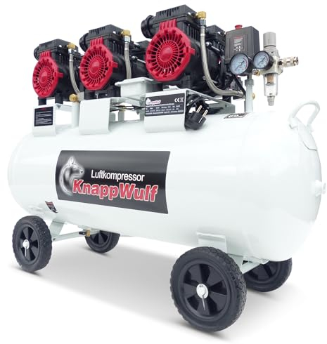 KnappWulf Flüster Kompressor Luftdruckkompressor KW4100 mit 100L Kessel 3 Motoren a 1100W 10bar 660L/min