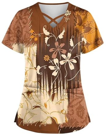 Kasaks Altenpflege Damen, Altenpflege Scrub Tops Tunika Damen Elegant Kasack Damen Pflege Günstig, Schlupfkasack Damen Damen Tshirt Kasack Damen Pflege Günstig, Damen Nurses Uniform(1-Orange,S)