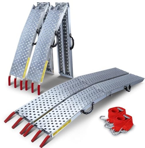 VOUNOT 2 x Faltbare Auffahrrampe, Laderampen 800 kg max Faltrampe für Motorrad, Anhänger, Rasenmäher, Rasentraktor, 196 x 22 x 4cm