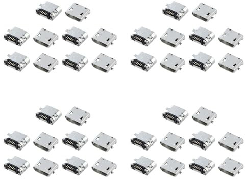 Fegtrty 40 Pcs Pieces de Rechange Type B Micro-USB Connecteur Jack Prise de Port