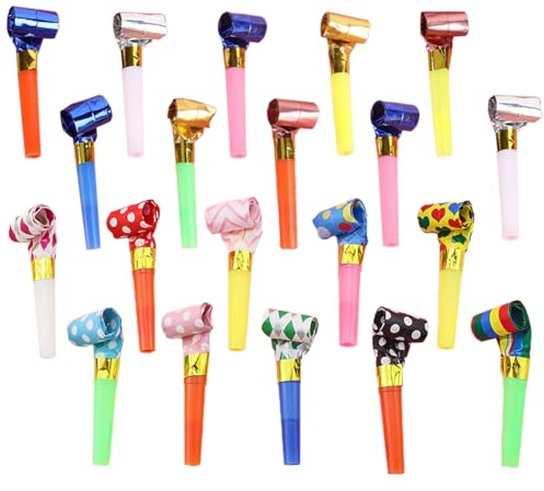 LuLiyLdJ 20 Pièces Trompette Enfants, Langue de Belle Mere, Sifflet Anniversaire Enfant, pour Remplissage de Fête Anniversaire Mariage Diverses Parties (Mélange de Couleurs)
