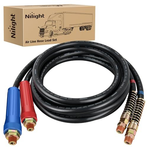 Nilight 4,5 m lange Schlauch-Montage aus Gummi mit flexiblen Griffen und DOT-Armaturen für LKW, Anhänger, Traktor