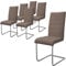 ML-Design Esszimmerstühle 6er Set, Braun, Schwingstuhl, Freischwinger Stuhl mit hoher Rückenlehne, Ergonomische Küchenstühle aus Kunstleder & Metall, Moderner Polsterstuhl für Esstisch & Wohnzimmer