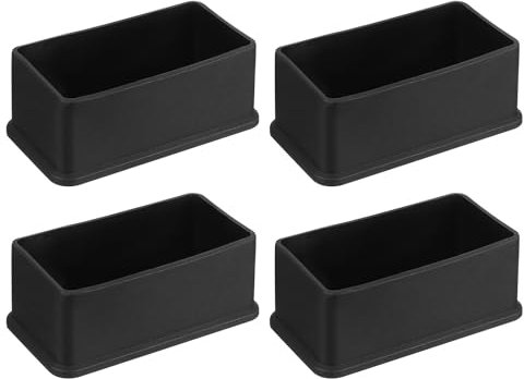 QUARKZMAN 4Pcs Embouts de Pieds de Chaise Carrés en PVC, 80mm x 40mm OD, Noirs, Protections de Sol pour Pieds de Meubles de Table, Capuchons de Pied de Chaise