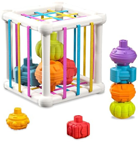Zhuporn Jouet Bebe 1 2 Ans, Montessori Sensoriel Jeux pour Bébé 6 9 12 18 Mois, Jouets Sensoriel, Enfants Jouets Forme de Cube, Montessori Jeux Bébé Eveil, Cadeau Educatif pour Enfants 1 2 Ans