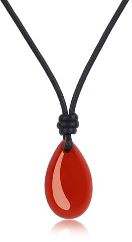 COAI Leder Halskette mit Träne der Engel Wassertropfen Anhänger aus Karneol Heilstein Kette für Damen