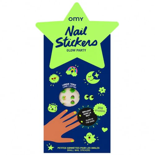 Omy Nagelsticker Glow in the Dark für Kinder – 200 leuchtende Nagelaufkleber, wasserfest, langlebig und kreativ | Einfach anzuwenden und ungiftig | Ab 3 Jahren