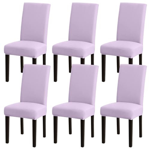 mafudoxi Stuhlhussen 6er Set, Stretch Abnehmbare Waschbar Stuhlbezug, Stretch Stuhlhusse mit Gummiband, für Hotel, Bankett, Restaurant, Haus, Party, Hochzeit(Lila, 6Stück)