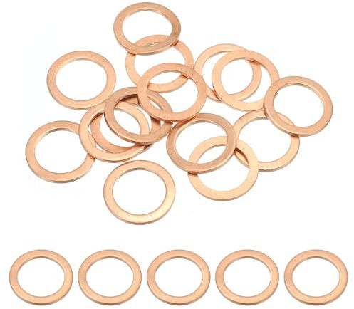 PATIKIL 15pcs Arandela de Cobre M16, Anillo de Sellado, 22x16x1.5mm(OD*ID*Grosor) Junta Plana Métrica Crush Accesorios Hidráulicos para Tornillos Perno Tapones de Cárter Drenaje de Aceite