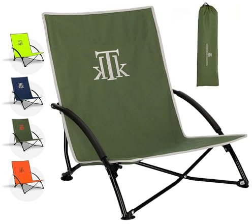 kTk KONTIKI Silla Playa Plegable Premium Ligera 2,7 kg con Bolsa | Diseño Elegante y Exclusivo | Silla Ligera para Jardín, Piscina y Exterior | Verde | Confort y Estilo