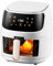 Freidora sin aceite de 8 l con ventana visible Air Fryer 1400 W panel táctil LED Freidora de aire caliente con 8 programas de uso en cesta o cajón (blanco)