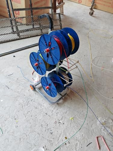 kabelabroller Kabeltrommelhalter, elektrischer Drahtständer mit mehreren Spulen und 6 Kabeltrommeln – Drähte mit einem Durchmesser von bis zu 29,5 x 10 cm, Sortierung der Drahtaufbewahrung