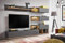 Generisch Wohnwand SIL-AW mit LED-Beleuchtung, 240 x 150 x 40 cm, Push-to-Open, Anthrazit/Wotan Eiche
