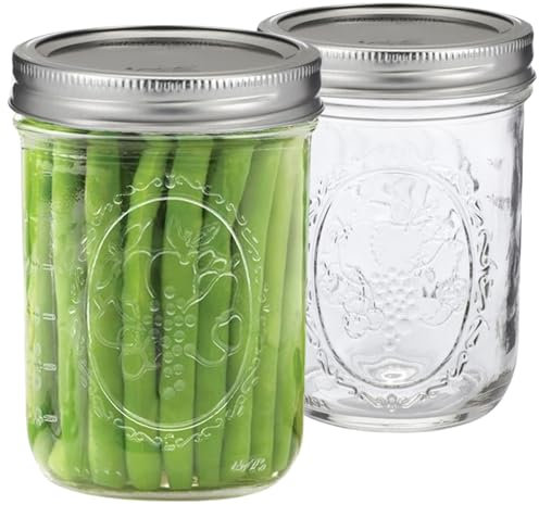 Wide Mouth Mason Jars 16 Oz (2-Pack) with Metal Airtight Lids & Bands, Glass Jars for Fermenting, Pickling, Preserving, Meal Prep, or DIY Decors and Projects