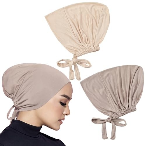 SUNTRADE Damen Hijab Untermütze mit Raffhalter, 2er-Pack, islamisches Kopftuch