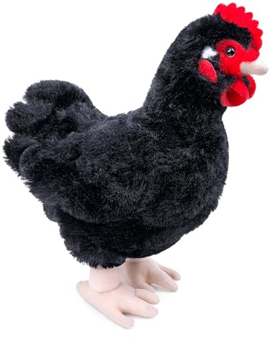 RLOMUTE 12.6 Zoll Schwarz Huhn-Plüschtier realistisches Henne-Stofftier weiches Farm kuscheliges für Gastgeschenke Begleiter Schlafzimmer Auto Heimdekoration Sammlergeschenk für Kinder Jungen Mädchen