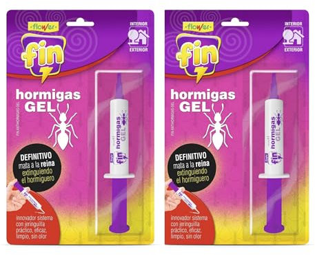 Flower x2 Insecticida Anti Hormigas Formato Jeringa 10 gr | Jeringuilla Antihormigas Eficaz Elimina a Toda La Colonia | Gel Atrayante y Duradero | Interior y Exterior | Aplicación Segura y Sencilla