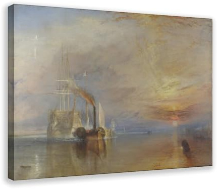 The World's Top 100 Paintings The Fighting Temeraire by J.M.W. Turner Poster Bedroom Canvas Decor Sports Landscape Office Room Decor Gift Frame 24x36i
