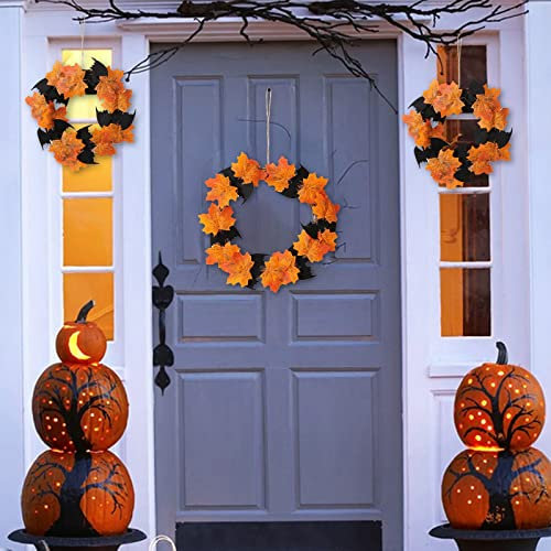 Halloween Decorazioni Ghirlande di Halloween per la porta d'ingresso al di fuori delle decorazioni ghirlande Natale in Metallo A Cerchi (B, One Size)