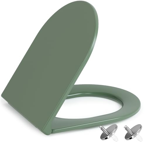 NeoArt Premium Soft Close Toilet Seat – Durable, Environmentally Friendly & Fade-Resistant with Quick Release Design for Easy Clean, Universal Fit, D Shape (5 - Sage Green - D Shaped Long)
