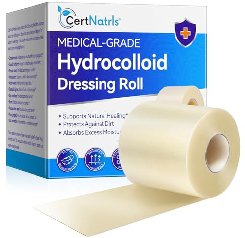 Hydrokolloid Verband Rolle 5 cm x 5 m - Medizinischer Wundverband Wasserdicht & Zuschneidbar - Blasenpflaster Rolle, Hydrokolloid Pflaster für Wunden, Dekubitus, Schürfwunden & Pickel, Ultradünn
