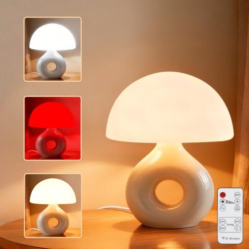 LemSen Mushroom Lamp, 670nm Red Light & 10000 Lux Therapy Lamp with Remote & Memory, 4 Color & 5 Brightness/3 Timers,Bedside Nightstand Light for Bedroom,Sunlight Lamp for Home Office Birthday Gift