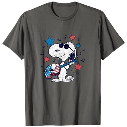 Snoopy Guitare Americana Stars and Stripes T-Shirt