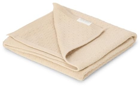 Little Dutch Strickdecke Decke Babydecke Sommerdecke Baby (70x100 cm) Soft beige - Pure