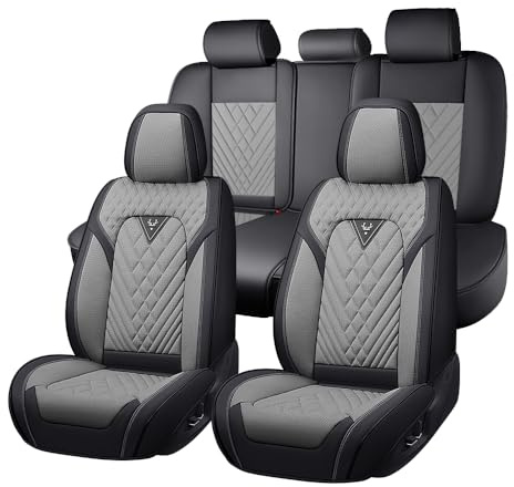 Autositzbezüge Für Hyundai Kona Hybrid SX2 2024 2025, Sitzbezüge Auto Universell，Nappaleder，Wasserdichtes，Atmungsaktives, Abriebfest(Black Gray)