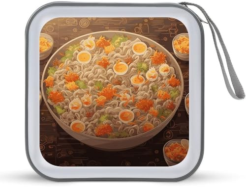 JTREHY Eierbecher, Nudeln, Ramen, CD-Hülle, 40 Kapazität, Reißverschluss, CD-Sammeltasche mit Griffen, DVD-Aufbewahrung, Hartplastik, DVD-Disc-Hüllen für Auto, Zuhause, Büro, Reisen
