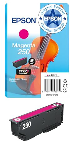 Epson Original 250 Violin Singlepack Tintenpatrone | Magenta, 1 x 5,3 ml | Original Epson Tinte für optimale Ergebnisse