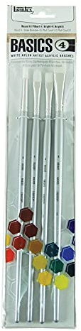 Liquitex 692003 Basics Pinsel, Synthetikpinsel für Acrylfarben, langlebig, robust und formstabil - 4 Pinsel im Set
