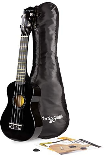Martin Smith Soprano Ukulele mit Ukulele Bag & Chord Book - Schwarz