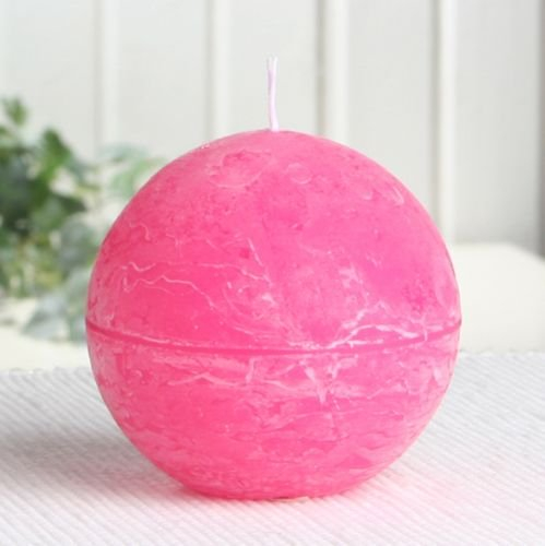 CandleCorner Rustik-Kerzen Kugelkerze, 8 cm Ø, Rosa, Unparfümiert