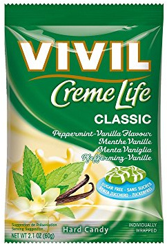 Vanilla Peppermint Creme - Vivil Creme Life Hard Candy Sugar Free Sweets 60g - Pack of 5