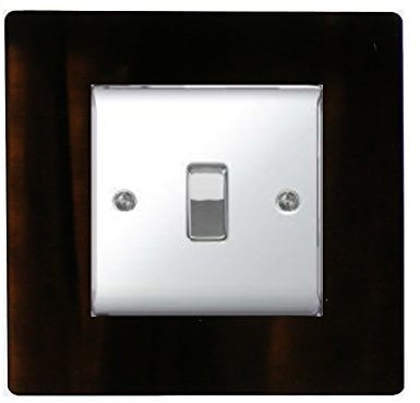 Focus Plastics SINGLE LIGHT SWITCH SOCKET COLOURED ACRYLIC SURROUND FINGER PLATE - BUY 2 GET EXTRA 1 FREE (10 COLOURS) (Black)