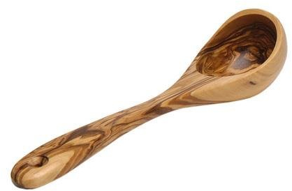 Louche en bois d'olivier - Environ 25 cm - Avec beau grain - Pièce unique en bois d'olivier