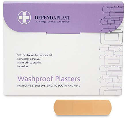 Dependaplast Washproof Plasters 7cm x 2cm, Flexible PU Plastic Film, Secure Adhesive, Breathable, Waterproof - Box of 100
