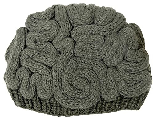 BIBITIME Unisex Handgefertigte Strickmütze Brain Beanie Cap Halloween Mütze, grau dunkel, Einheitsgröße