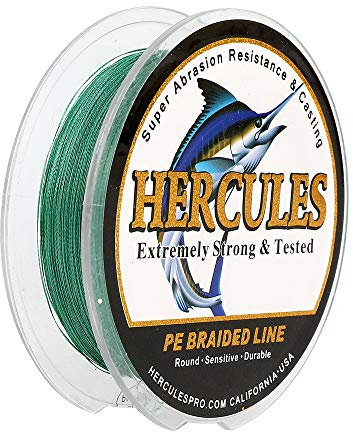 Hercules Super Strong 300M 328 Yards Braided Fishing Line 15 LB Test for Saltwater Freshwater PE Braid Fish Lines 4 Strands - Green, 15LB (6.8KG), 0.16MM