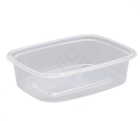 BAMI Verpackungsbecher 150g, 150ml 108x82x34mm, ECKIG- PP-Transparent, Feinkostbecher, Salatbecher, Salatschale - Kombi mit Deckel - (250 Becher + 250 Deckel)