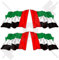 VEREINIGTE ARABISCHE EMIRATE Wehende Flagge, Fahne VAE Dubai, Abu Dhabi 50mm Auto & Motorrad Aufkleber, x4 Vinyl Stickers (Links - Rechts)