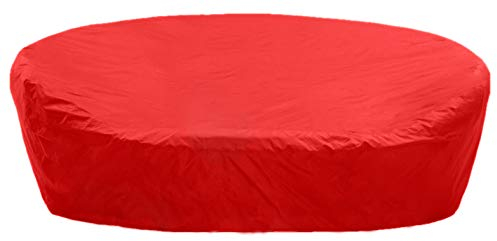 Kaufpirat Premium Abdeckplane Sonneninsel Rund Ø 200x85 cm Holzbank Gartenmöbel Gartentisch Hülle Abdeckung Haube Schutzhülle Abdeckhaube 900 D, 500 g/m², 6.000 mm Wasserbeständigkeit Rot