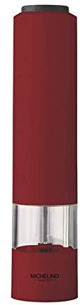 MICHELINO elektrische Gewürzmühle Springield Pfeffer-/Salzmühle LED-Beleuchtung Salz-/Pfeffermühle mit Keramikmahlwerk (Rot)