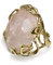 Anello regolabile con cabochon di Quarzo rosa in bronzo, fatto a mano, pietre dure naturali
