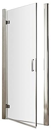 nuie AQHD76H3 Pacific Modern Bathroom Easyfit Shower Hinged Door, 6mm Toughened Safety Glass and Round D-Handle, 760mm, Polished Chrome