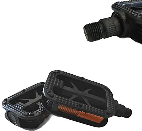 FAST WORLD SHOPPING ® Coppia Pedali Bicicletta Pedaliere Di Ricambio Antiscivolo Con Catarifrangenti Attacco Universale 14Mm.