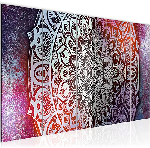 Runa Art Bild Mandala Abstrakt Wandbilder auf Vlies Leinwand 5 Teilig Wanddekoration Wohnzimmer Schlafzimmer 040156b